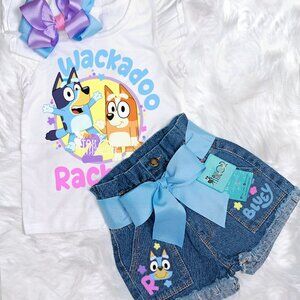 Bluey Bingo Birthday Outfit, Bluey Girls Birthday Outfit, Denim Birthday Outfit